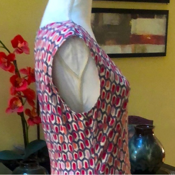 Nic & Zoe Geometric Bright Stone Print Sleeveless MIDI Dress Size Petite Large - Picture 6 of 15